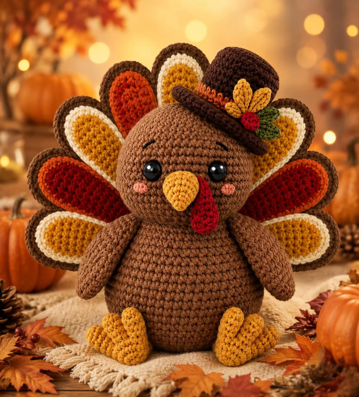 Crochet Turkey Pattern, Thanksgiving Amigurumi Pattern PDF, Fall Decor DIY Craft, Cute Autumn Animal Plush Digital Pattern Download